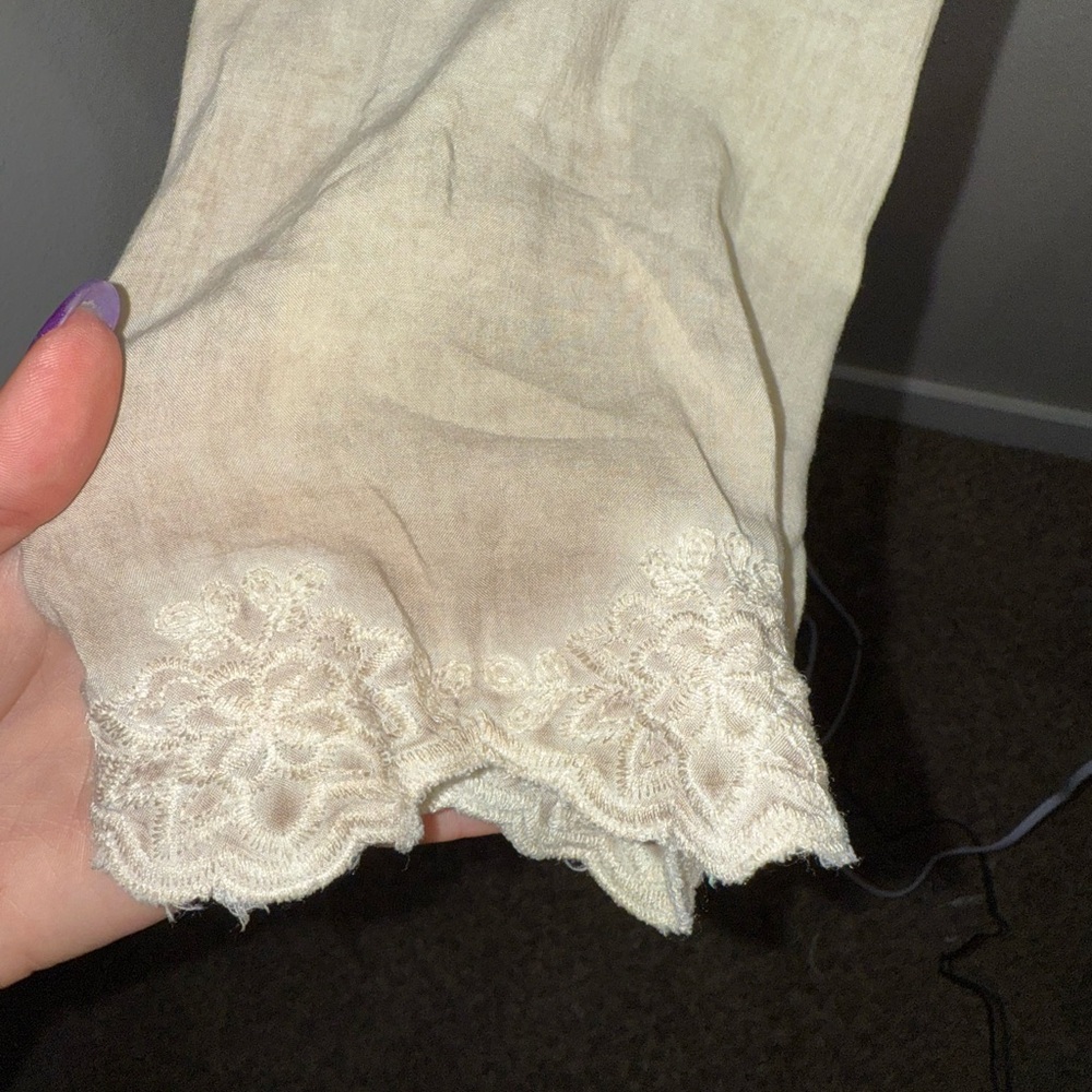 Andree Blue Cream Boho Tie Front Women's Top- Size Large‎ - Picture 6 of 10